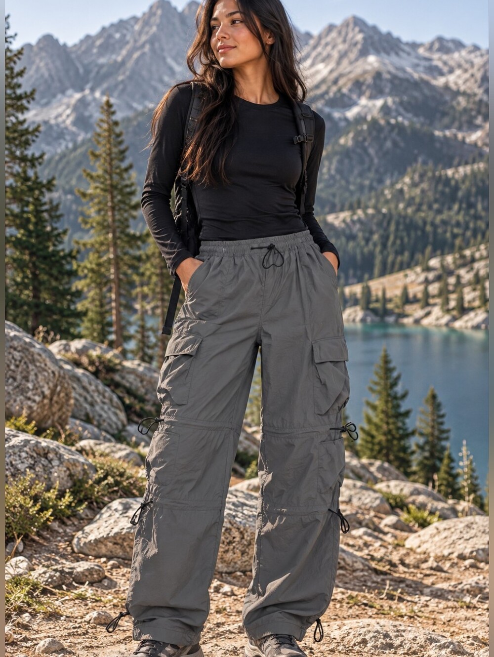 Garage Parachute Cargo Pants XL Gray Gorpcore Wide Leg  Utility Techwear